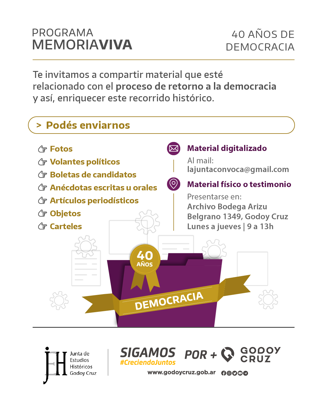 Programa Memoria Viva: Participá Con Recuerdos De 40 Años De Democracia ...